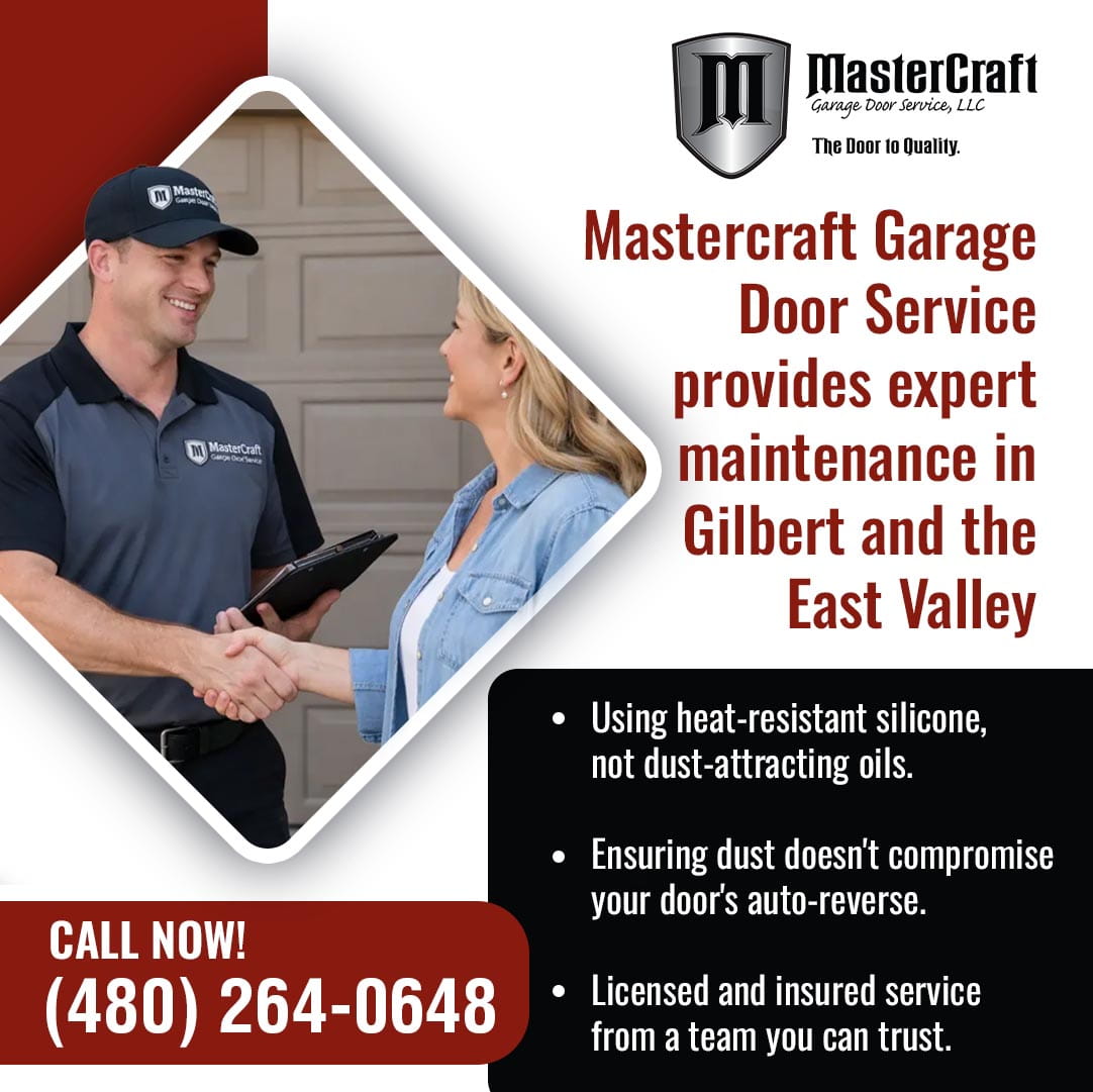 Technician shaking hands with homeowner after garage door maintenance service
