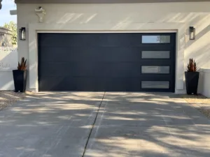 Modern Garage Door Black Windows Down the Side1