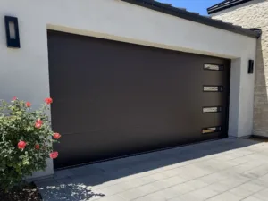 Modern Garage Door Bronze Windows Down the Slim Side